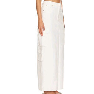 NWT Mother Snacks The Fun Dip Natural Denim Maxi Cargo Skirt - Size 24 $320